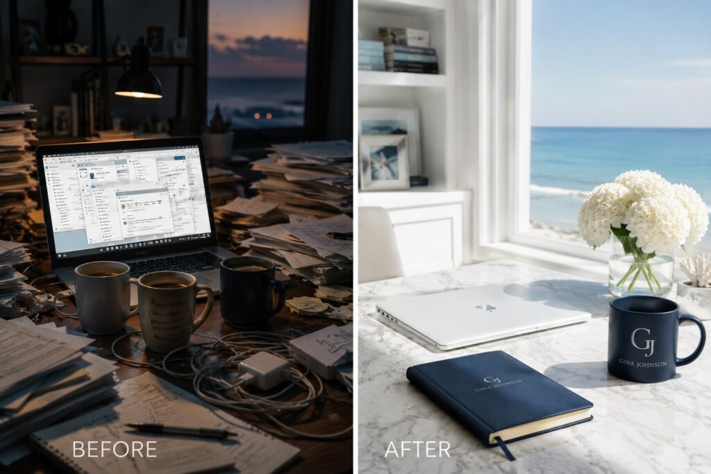 Transformation from overwhelmed business founder to visionary CEO scaling strategy.